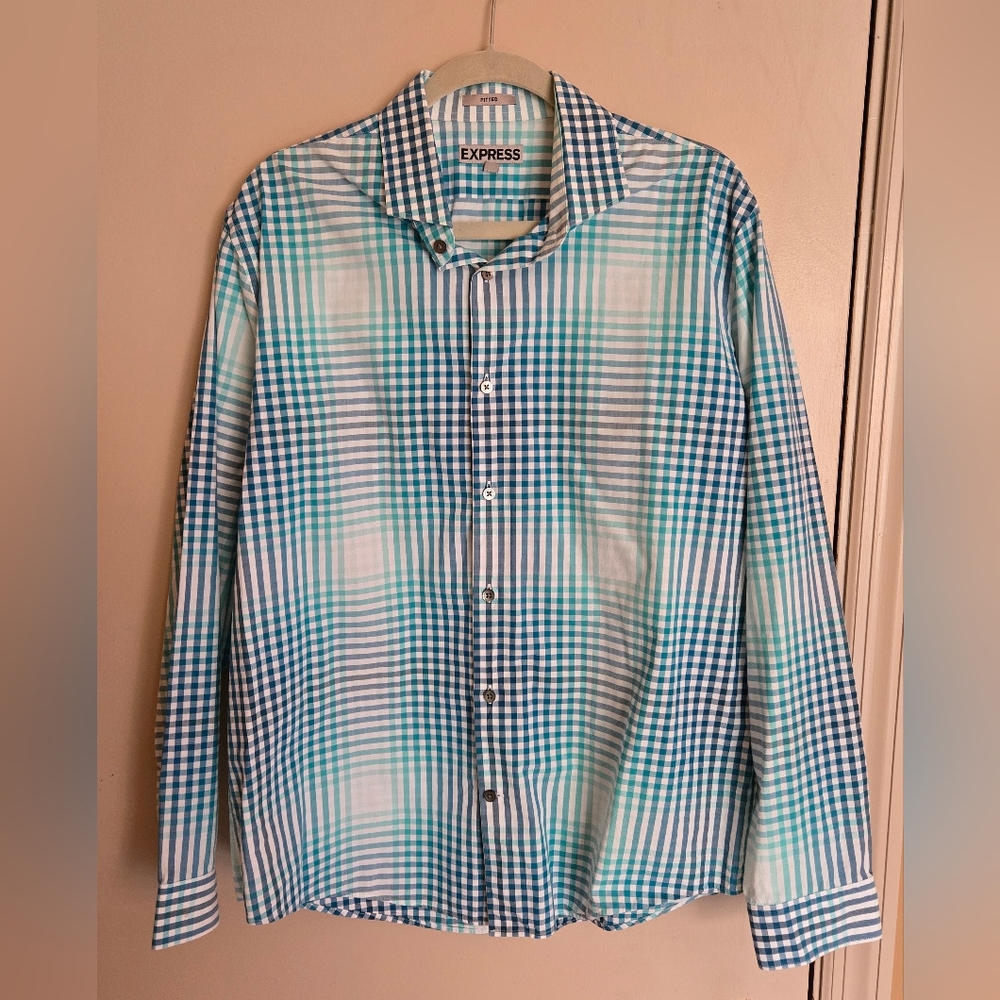 Express Men's Checkered Button Up Shirt Size XL